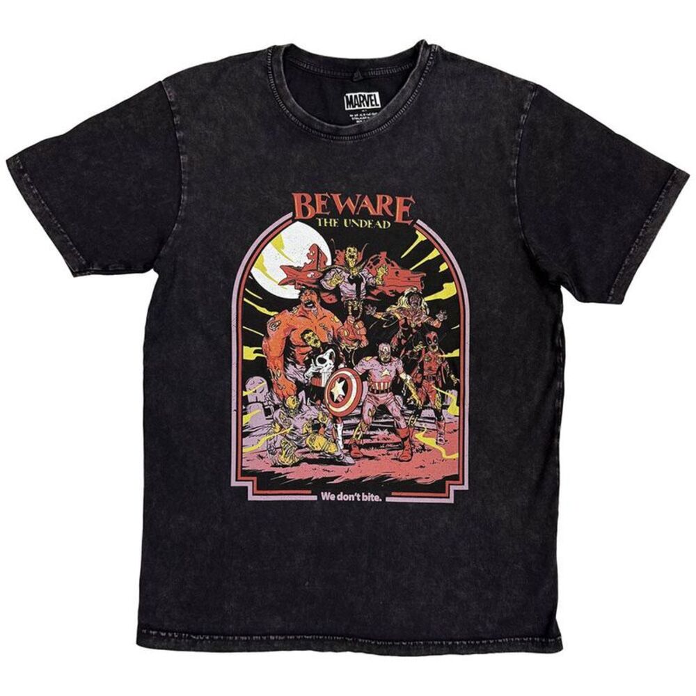 Marvel Comics Unisex Adult We Don�'t Bite Stone Wash T-Shirt / Black